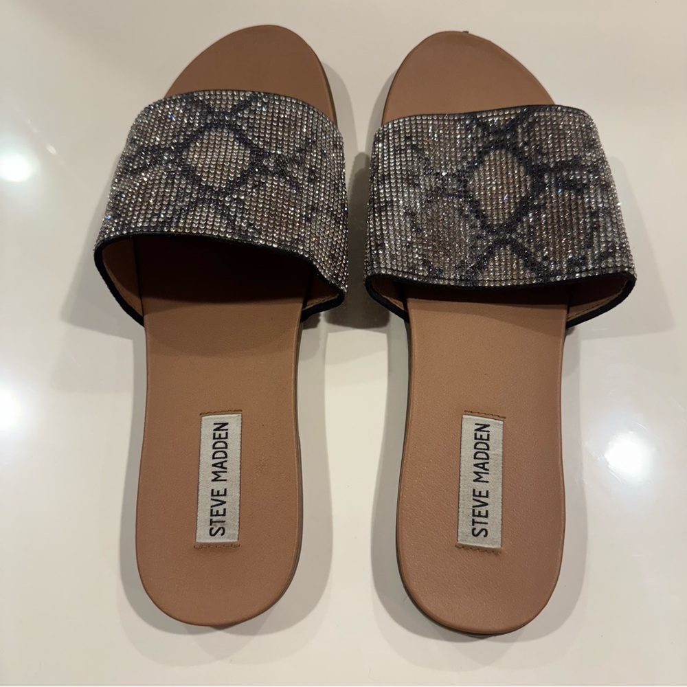 Steve Madden Rhinestone Slide Sandals - Picture 5 of 6